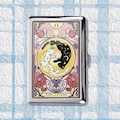 The lover Tarot Card Cigarette Case Art Deco Vintage Metal Joint Holder Zigarettenetui Nouveau Style Storage Box