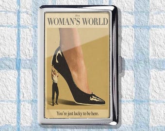 Woman World Cigarette Case Art Deco Vintage Metal Joint Holder Zigarettenetui Nouveau Style Storage Box