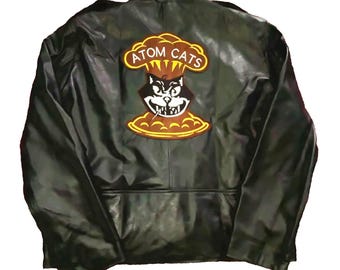 Giacca in vera pelle Atom Cats, cerniera asimmetrica, stile retrò Fallout-4, giacca in pelle da motociclista nera Brando per uomo