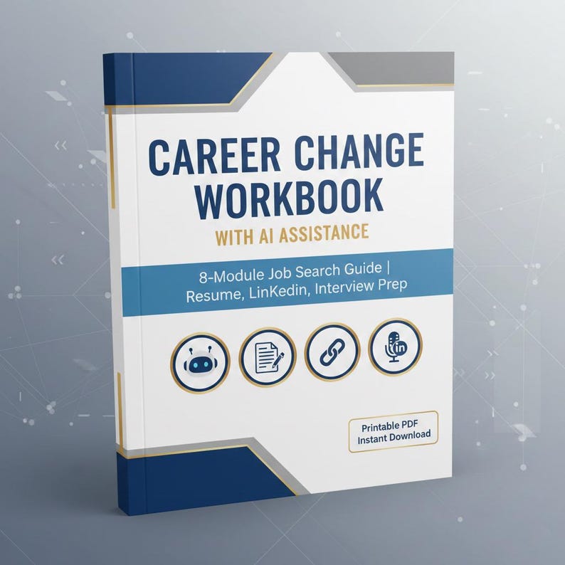 Career Change Workbook Printable PDF | Job Search & Interview Prep ...