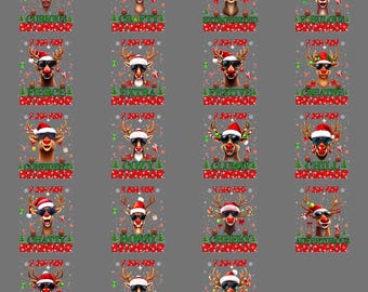 Soy el reno navideño PNG – Clipart humorístico de atuendos festivos divertidos, sublimación de combinación familiar