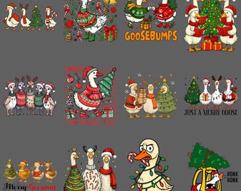 Silly Goose Christmas Tree Lights PNG - Funny Holiday Bird Clipart, Sarcastic Xmas Goose Slay Sublimation Design