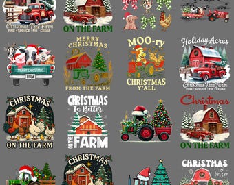 Christmas Farm Tractor Tree PNG – Funny Farmer Holiday Humor Clipart, Santa Tractor Sublimation Art