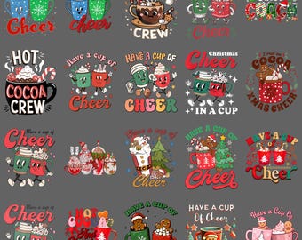 Christmas Coffee Hot Cocoa PNG, Funny Sarcastic Holiday Quote Clipart, Slay Xmas Cheer Sublimation Design, Have A Cup Of Cheer Digital Downl