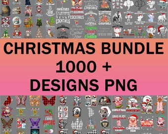1000+ Retro Christmas Bundle PNG – Western Holiday Santa Vintage Clipart, Merry Christmas Sublimation Digital Artwork