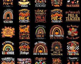 One Thankful Pre-K Teacher PNG, Funny Thanksgiving Quote Clipart, Sarcastic Classroom Sublimation Digital Download