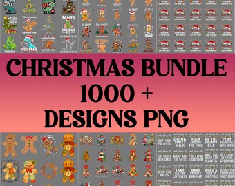 1000+ Christmas Bundle PNG – Holiday Cheer Festive Christmas Clipart, Cute Merry Sublimation Design Pack