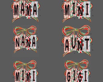Coquette Bow Merry Christmas PNG, Funny Pajama Family Holiday Clipart, Sublimation Digital Download