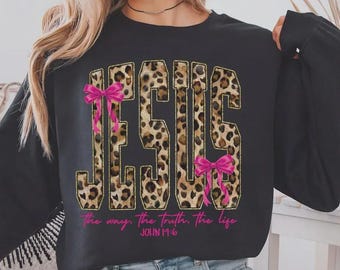 Sudadera cristiana de Jesús El Camino La Verdad La Vida, Versículo bíblico Juan 14:6 Sudadera con capucha, Ropa de fe, Sudadera religiosa, Leopardo popular, mamá
