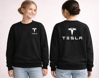 Sudadera con capucha y cremallera completa de Tesla. Sudadera con logo de Tesla.