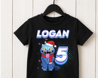 Camiseta personalizada de cumpleaños de gato derpy, regalo inspirador para niños