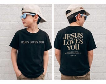 Camiseta infantil "Jesús te ama", camiseta cristiana, camiseta de Jesús