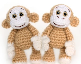 Micro Amigurumi Monkey Crochet Pattern, Mini Crochet Animal (Digital Download)