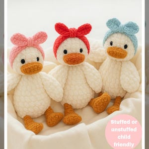 Stuffed Or Unstuffed Child Friendly, Crochet Duck PDF Tutorial, Amigurumi Sleep Friend Pattern, Step by Step Plush Toy Guide