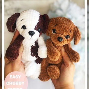 Puppy häkeln Muster PDF, Amigurumi Hund Anleitung, süßer weicher Plüsch Welpe Digitaler Download, handgemachte Geschenkidee