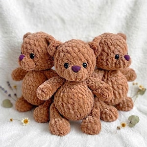 Padrão de crochê para mini urso de pelúcia, brinquedo macio e fofinho, urso de pelúcia marrom
