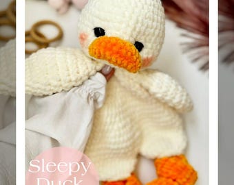 Soft Plush Duck Amigurumi Pattern PDF, Easy Crochet Sleep Buddy Toy, Hugging Stuffed Animal, DIY Handmade Gift Tutorial, Sleepy Duck Crochet