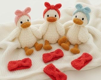 Schema per realizzare un'anatra addormentata all'uncinetto, un peluche amigurumi (schema in PDF)