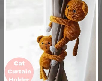 Crochet Cat Curtain Tieback Pattern: Amigurumi Home Decor (PDF Pattern)