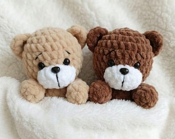 Cute Teddy Bear Amigurumi Crochet Pattern PDF | Small Plush Toy DIY Tutorial | Stuffed Animal Handmade Doll Digital Download, Chubby teddy