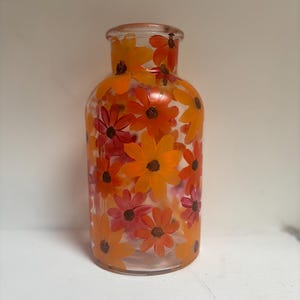 陶器の花瓶 – 手描きのオレンジと紫のツートンデザイン - Etsy