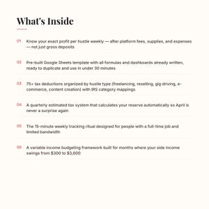 side hustle profit tracker, multiple income tracker, tax prep template image 3