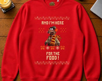 Rizzo Muppet Christmas Carol Sweatshirt | Here For The Food | Christmas Jumper