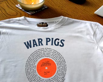 Black Sabbath War Pigs Unisex Vinyl Lyric T-Shirt