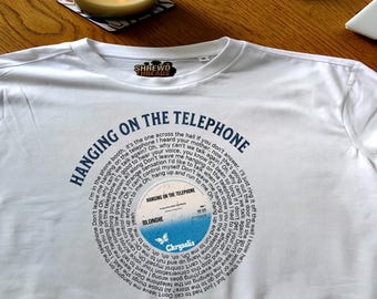 Blondie Hanging on the Telephone Unisex Vinyl Lyric T-Shirt
