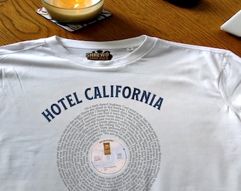 Eagles Hotel California Unisex Vinyl Lyric T-Shirt