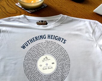 Wuthering Heights Kate Bush Unisex Vinyl Lyric T-Shirt