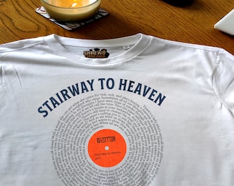 Led Zeppelin Stairway to Heaven Unisex Vinyl Lyric T-Shirt