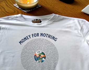 Dire Straits Unisex Money For Nothing Vinyl Lyric T-Shirt
