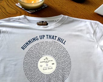 Running Up That Hill Kate Bush Unisex Vinyl Lyric T-Shirt