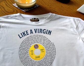 Madonna Like a Virgin Unisex Vinyl Lyric T-Shirt