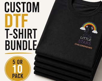 Bundle Pack Custom Logo T-Shirts |5 or 10 Pack | Personalised DTF Printed Workwear | AWDis 180gsm Unisex Front & Back Tees