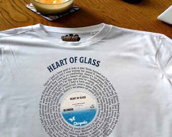 Blondie Heart of Glass Unisex Vinyl Lyric T-Shirt