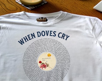 Prince When Doves Cry Unisex Vinyl Lyric T-Shirt