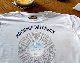David Bowie Unisex Moonage Daydream Vinyl Lyric T-Shirt