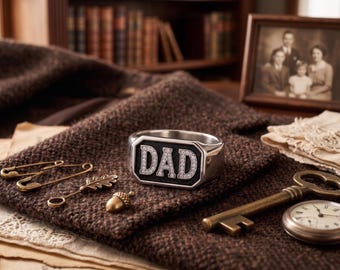 Sterling Silver DAD Signet Ring – Engraved Minimalist Men’s Band