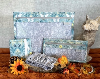 Bunny Cross Stitch Project Bag Set | Vinyl Front, Smalls Bag, Mini Keep, Grime Guard