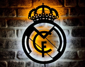 Real Madrid Lighted Sign, Real Madrid Wall Decor, Real Madrid Wall Hanging, LaLiga Team Logo Decor, Birthday Gift, Christmas Gift