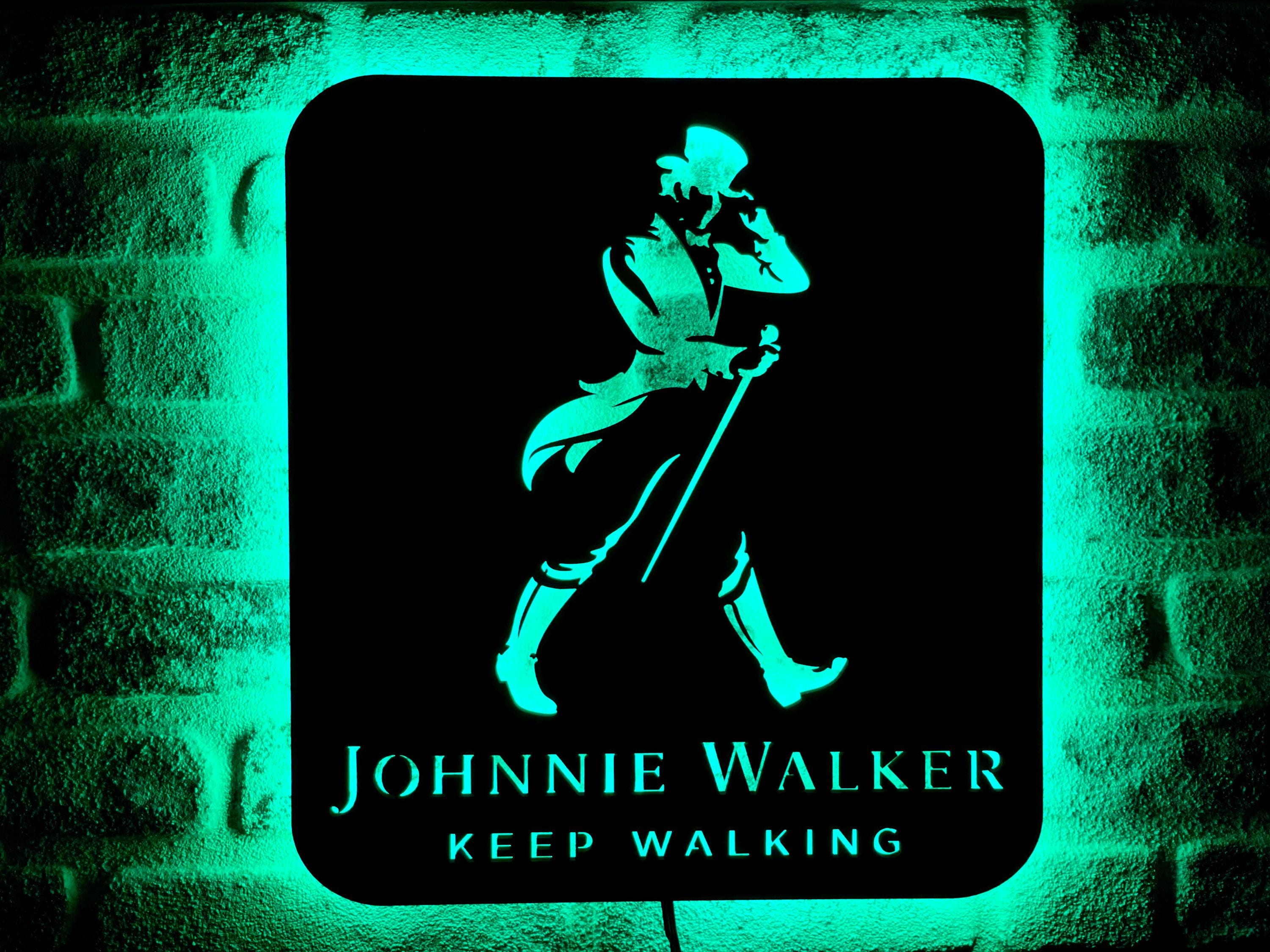 Johnnie Walker Lighted Sign, Johnnie Walker Wall Decor, Red Label