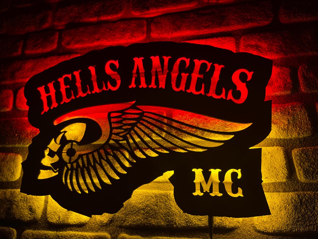 Hells Angels Lighted Sign, Hells Angels Wall Decor, Hells Angels Wall ...