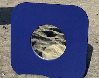 コバルトブルーのバウハウスミラー、ドーパミンホームデコレーション、レトロスタイルのミラー、ミッドセンチュリーモダンミラー、3Dアート作品、ユニークなスクエアミラー