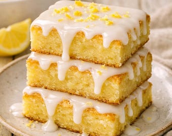 Fudgy Lemon Brownies Recipe | Citrus Dessert Bars with Glaze (Digital Download)