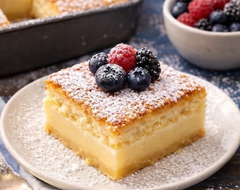 Recette de gâteau à la crème magique | Dessert triple couche à la vanille | Facile fait maison | (Téléchargement PDF)