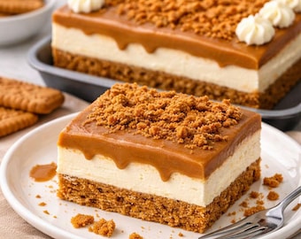 Deser Lotus Biscoff bez pieczenia | Kremowy sernik warstwowy | Wypieki domowe | Natychmiastowe pobranie cyfrowe | Przysmaki na imprezę