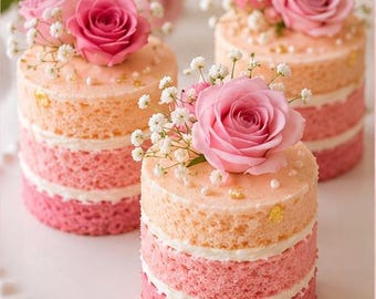Mini Ombre Vanilla Cake Recipe | 3 Layer Naked Dessert | Vanilla Buttercream Cake | Digital Download PDF