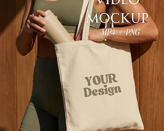 Active Lifestyle Tote Bag Video Mockup, Printify POD (MP4 + PNG)